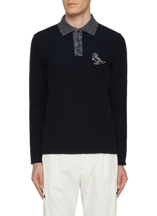 首图 - 点击放大 - SOUTHCAPE - Contrast Neckline Dinosaur Logo Polo Shirt