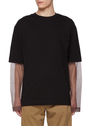 首图 - 点击放大 - DRIES VAN NOTEN - Hemal Half-Sheer Sleeve Cotton Blend T-Shirt