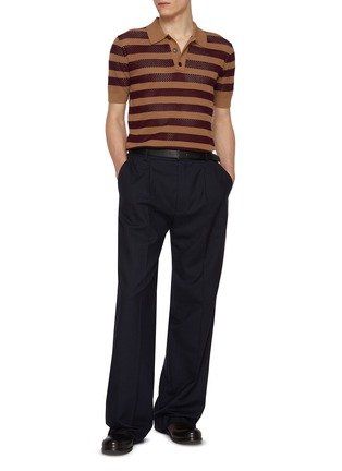 模特儿示范图 - 点击放大 - DRIES VAN NOTEN - Mercy Contrast Stripe Knitted Polo Shirt
