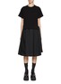 首图 - 点击放大 - SACAI - Hybrid Jersey Cotton Poplin Pleated Dress