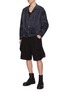 模特儿示范图 - 点击放大 - JIYONGKIM - Layered Side Strap Cotton Blend Shorts