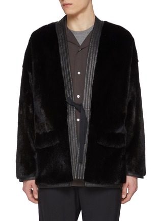 首图 - 点击放大 - KRUF - Leather Trim Mink Fur Kimono Jacket