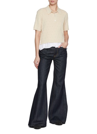 模特儿示范图 - 点击放大 - NACKIYÉ - Collared Bauble Cotton Knit Top