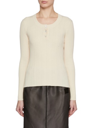 首图 - 点击放大 - NACKIYÉ - Buttoned Crewneck Cotton Rib Knit Top