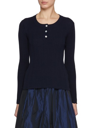 首图 - 点击放大 - NACKIYÉ - Buttoned Crewneck Cotton Rib Knit Top