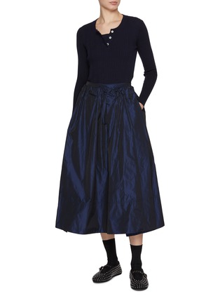 模特儿示范图 - 点击放大 - NACKIYÉ - Buttoned Crewneck Cotton Rib Knit Top