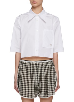 首图 - 点击放大 - NACKIYÉ - Pointy Collar Cropped Cotton Shirt