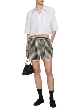 模特儿示范图 - 点击放大 - NACKIYÉ - Pointy Collar Cropped Cotton Shirt