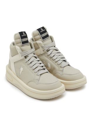 细节 - 点击放大 - RICK OWENS DRKSHDW - X CONVERSE TURBOWPN 加长鞋舌皮革运动鞋