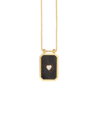 细节 - 点击放大 - MARIE LICHTENBERG - Ebony Heart Diamond 18K Gold Scapular Chain Necklace