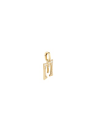 细节 - 点击放大 - MARIE LICHTENBERG - Paved Custom Letter Diamond 18K Gold Letter Charm