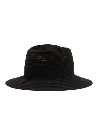 模特儿示范图 - 点击放大 - MAISON MICHEL - Virginie Hemp Straw Canapa Fedora Hat