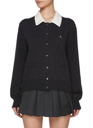 首图 - 点击放大 - CLOVE - Collared Wool Cotton Knit Cardigan