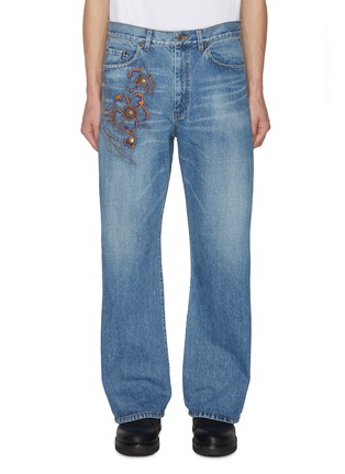 首图 - 点击放大 - KHOKI - Light Wash Embroidery Straight Leg Jeans