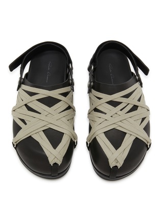 细节 - 点击放大 - RICK OWENS - MEGALACED 皮革穆勒平底鞋