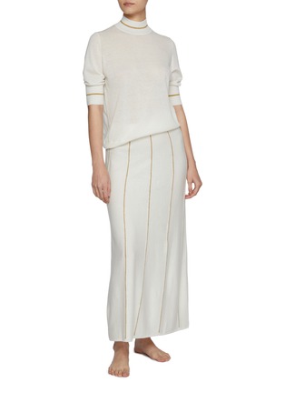 模特儿示范图 - 点击放大 - ERES - Merry Striped Wool Cashmere Skirt