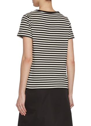 背面 - 点击放大 - MONCLER - Striped Logo Patch Cotton  T-shirt