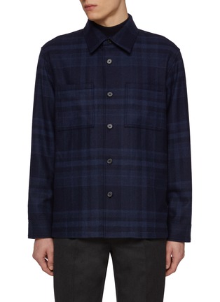 首图 - 点击放大 - THEORY - Double Pocket Plaid Wool Blend Overshirt