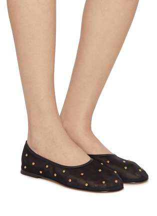 模特儿示范图 - 点击放大 - DEAR FRANCES - Studs Embellished Mesh Ballerina Flats