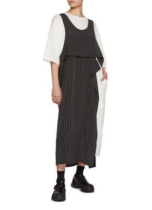 模特儿示范图 - 点击放大 - Y'S - Stripe Panelled Hybrid Jersey Dress