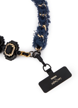 细节 - 点击放大 - VENNA - Crystals Denim On Chain Phone Strap