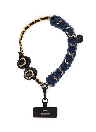 首图 - 点击放大 - VENNA - Crystals Denim On Chain Phone Strap