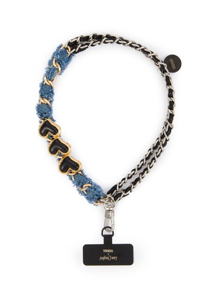 首图 - 点击放大 - VENNA - Black Hearts Denim On Chain Phone Strap