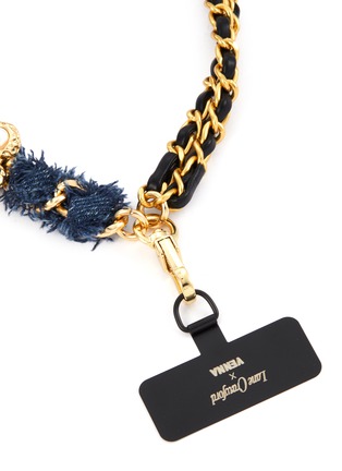 细节 - 点击放大 - VENNA - White Hearts Denim On Chain Phone Strap