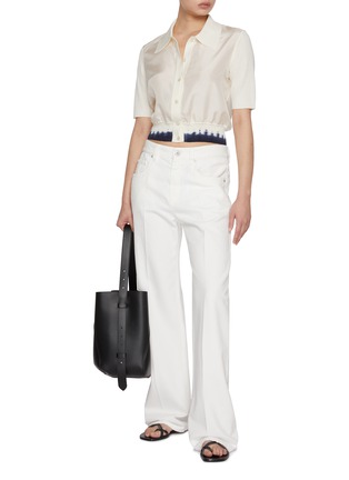 模特儿示范图 - 点击放大 - JOSEPH - Gradient Hem Cropped Knitted Silk Cotton Cardigan