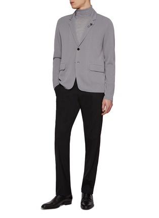 模特儿示范图 - 点击放大 - LARDINI - Notch Lapel Single Breasted Knitted Blazer
