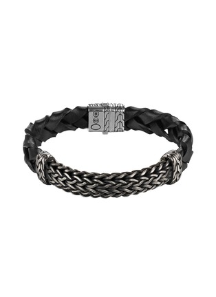 首图 - 点击放大 - JOHN HARDY - Classic Chain Oxidaised Strerling Silver Leather Slim Station Bracelet — Size M