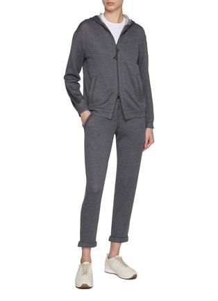 模特儿示范图 - 点击放大 - BRUNELLO CUCINELLI - Zip Up Fleece Hoodie