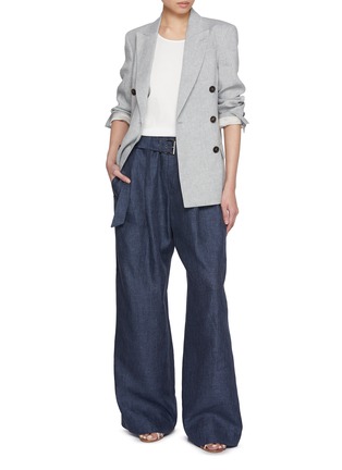 模特儿示范图 - 点击放大 - BRUNELLO CUCINELLI - Denim Look Linen Pants