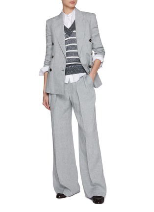 模特儿示范图 - 点击放大 - BRUNELLO CUCINELLI - Pleated Front Sparkle Tailored Trousers