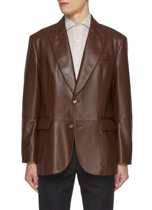 首图 - 点击放大 - BRUNELLO CUCINELLI - Peak Lapel Single Breasted Leather Blazer