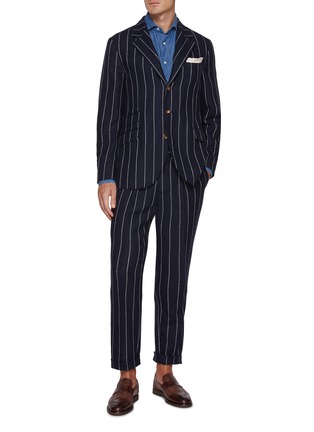 模特儿示范图 - 点击放大 - BRUNELLO CUCINELLI - Striped Single Breasted Suit