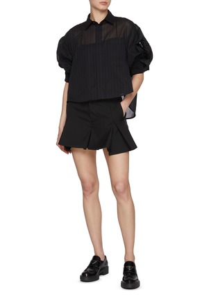 模特儿示范图 - 点击放大 - SACAI - Semi-Sheer Cropped Shirt