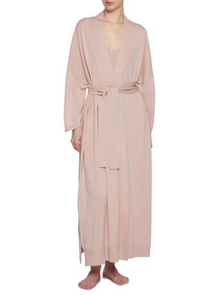 正面 –点击放大 - SHLEEP - Merino Silk Seamless Knit Dressing Gown Size XS/S — Dusty Rose