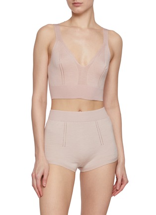 正面 –点击放大 - SHLEEP - Extra Small Merino Silk Seamless Knit Bralette — Dusty Rose