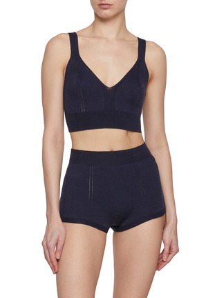 正面 –点击放大 - SHLEEP - Small Merino Silk Seamless Knit Bralette — Arabian Night Sky