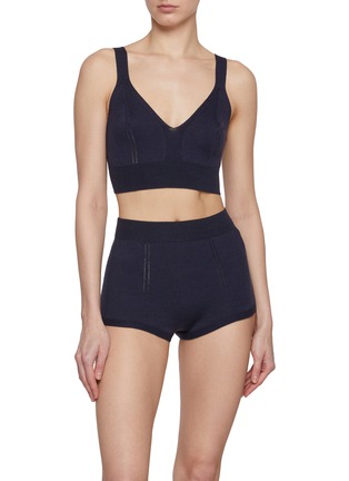 正面 –点击放大 - SHLEEP - Medium Merino Silk Seamless Knit Bralette — Arabian Night Sky