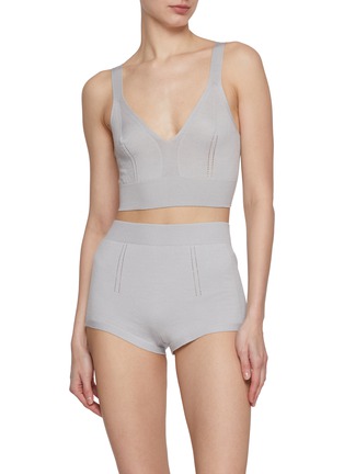 正面 –点击放大 - SHLEEP - Medium Merino Silk Seamless Knit Bralette — Platinum Slate