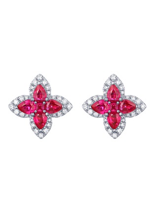 首图 - 点击放大 - LC COLLECTION JEWELLERY - Diamond Ruby 18K White Gold Stud Earrings