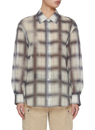 首图 - 点击放大 - MO&CO. - Paint Motif Plaid Cotton Shirt