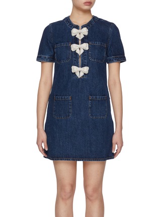 首图 - 点击放大 - SELF-PORTRAIT - Bow Detail Pocket Denim Mini Dress