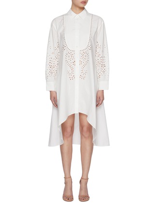 首图 - 点击放大 - SELF-PORTRAIT - Cut-Out Embroidery Cotton Shirt Dress