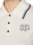  - SELF-PORTRAIT - Diamanté Embellished Beaded Logo Cropped Wool Polo Shirt