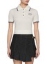 首图 - 点击放大 - SELF-PORTRAIT - Diamanté Embellished Beaded Logo Cropped Wool Polo Shirt