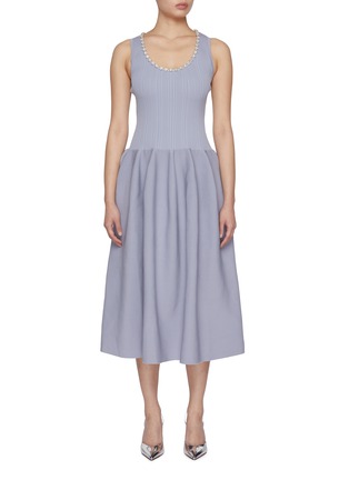 首图 - 点击放大 - SELF-PORTRAIT - Diamanté Embellished Ribbed Midi Dress
