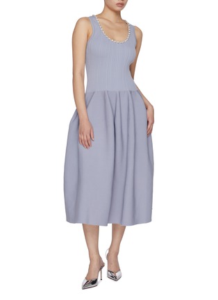 模特儿示范图 - 点击放大 - SELF-PORTRAIT - Diamanté Embellished Ribbed Midi Dress